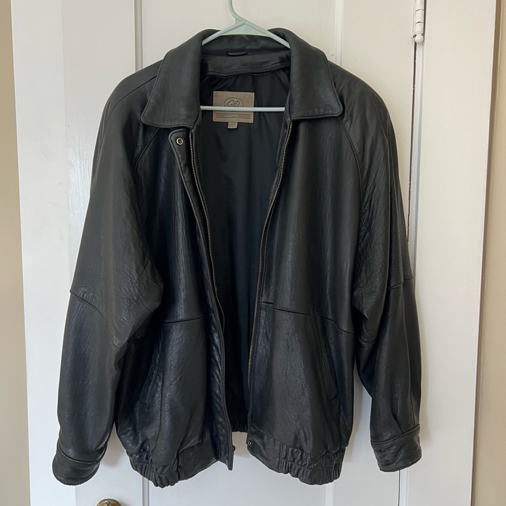 90’s Black Georgetown Leather Design Jacket Large